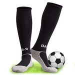 XCOZU Black Football Socks, Childrens Football Socks Kids Breathable Sports Training Accessories, Girls Boys Football Socks Long Socks for Soccer Hockey Rugby Tube Running（Toddler/Kids）