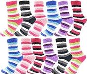 12 Pairs Fuzzy Slipper Socks, Soft 