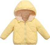 Happy Cherry - Baby Winter Jacket Warm Padded Coat Boys Girls Hooded Outerwear Kids Clothes Thick Jacket Puffer Outfits Full Zip Down with Plush Lining Lightweight Snowsuits for 3-8 Years, Yellow, 5-6