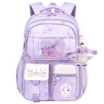 WYCY School Bags for Girls Lagre Capacity Backpack for School Water-resistant with Laptop Compartment Girls Backpack (Stitch Backpack Purple)