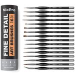 Nicpro 16PCS Fine Detail Paint Brush Set, Artist Miniature Paint Brushes with Triangular Handles for Watercolour Oil Acrylic, Art Painting,Models, Paint by Number, Warhammer figures -with Holder & Bag