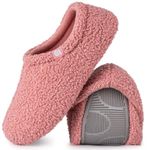 VeraCosy Ladies' Fuzzy Curly Fur Memory Foam Slippers Anti-Slip Lightweight Breathable House Shoes, Pink, 9/10 UK