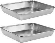 MUKCHAP 2 Pack 36 x 28 x 5.5cm Stainless Steel Baking Trays, 14 x 11 x 2 Inch Rectangle Cookie Baking Sheet Tray, Baking Pans and Tray for Cake, Brownie, Cooking, Bake, Kitchen