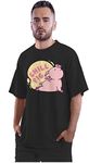 Heybroh Oversized T-Shirt Chill Pig Doing Yoga Pose Men's Women's Unisex 100% Cotton (Black; Medium)