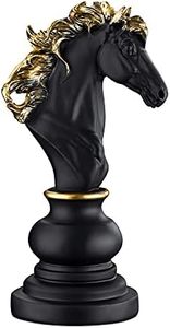 Navaris Ajedrez de Adorno - Figura de Ajedrez de Caballo Decorativo - Idea de Regalo Amantes del Ajedrez - Piezas Ajedrez de Decoración - Negro y Dorado