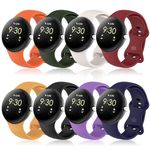 SenMore Pack of 8 Wristbands Compatible with Google Pixel Watch / Pixel Watch 2 / Pixel Watch 3, Soft Silicone Sports Waterproof Adjustable Replacement Strap for Google Pixel Watch (No Hosts)