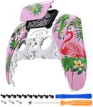 eXtremeRate Tropical Flamingo Touchpad Front Top Shell Compatible with ps5 Controller BDM-010 BDM-020 BDM-030 BDM-040, DIY Replacement Shell Custom Touch Pad Cover Compatible with ps5 Controller