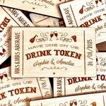 Personalised Drink Tokens for wedding (10), Laser Cut Wooden Bar Drinks Tickets, Modern Wedding Table Favour, Guest Engraved Keepsake