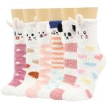 ILovDaisy Fluffy Animal Bed Socks for Women and Girls, Funny Warm Novetly Cute Thermal Cosy Socks, Ladies Soft Thick Fuzzy Fleece Socks for Christmas Home Sleeping