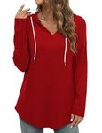 BETTE BOUTIK Christmas Sweatshirt for Women V Neck Long Sleeve Shirts Wind Red Sweaters S