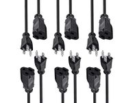 Monoprice 3-Prong Extension Cord - 6 Feet - Black (6 Pack) NEMA 5-15P to NEMA 5-15R, 16AWG, 13A