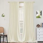 SNITIE Ivory White 108in Long Velvet Curtains with Back Tab and Rod Pocket Soft Privacy Light Filtering Velvet Drapes for Bedroom and Living Room, Set of 2 Panels, 52 x 108Inch Long