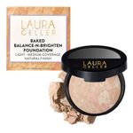 LAURA GELLER NEW YORK Award-Winning Baked Balance-n-Brighten Color Correcting Powder Foundation - Porcelain - Buildable Light to Medium Coverage - Demi-Matte Natural Finish