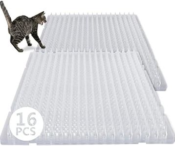 16 Pack Cat Repellent Outdoor Mat Cats Dogs Plastic Mats with Spikes Bendable Spiked Deterrent Training PET Mat Cat Repellent Mats for Indoor Outdoor Supplies, 18.3 Square Feet, 16 x 13 Inch (Clear)