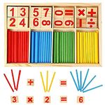 KUTOI Counting Number Blocks and Sticks | Montessori Toys for Toddlers | Homeschool Supplies for Math manipulatives | Educational Wooden Math Educational Number Cards and rods with Storage Tray