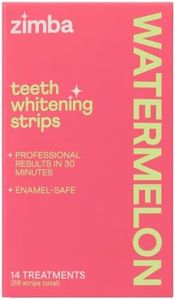 Zimba Watermelon Flavored Teeth Whitening Strips | Vegan, Enamel Safe Hydrogen Peroxide Teeth Whitener for Coffee, Wine, Tobacco, and Other Stains | 14 Day Treatment | Watermelon