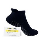 Mint & Oak Grip Socks For Men & Women,Ankle Cotton Anti Slip Socks Ideal For Yoga,Pilates,Elderly Care/Senior Citizen,Walking,Home. (Black),Casual