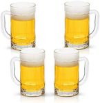 COKTIK 4 Pack Heavy Large Beer Glasses with Handle - 14 Ounce Glass Steins, Classic Beer Mug Glasses Set