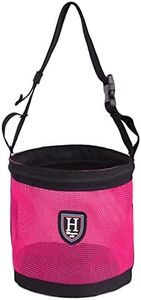 Harrison Howard Horse Muzzle Feed Bag Durable Nylon Mesh Grain Feed Bag with Adjustable Strap Rose Red Small