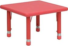 Flash Furniture Wren 24'' Square Red Plastic Height Adjustable Activity Table