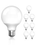 Klarlight 8-Pack 5W E27 LED Vanity Light Bulbs for Mirror Bedroom Kitchen Office, G80 E27 LED Edison Globe Light Bulbs Ultra Bright Daylight White 5000K, 60W Incandescent Equivalent, Non-Dimmable