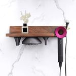 DALUOBO Supersonic Hair Dryer Holder, Magnetic Hair Dryer Display Rack Wooden Bathroom Wall Mount Organizer (A