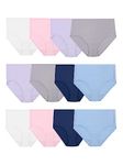 Fruit of the Loom Women's Lightweight Microfiber Underwear (Regular & Plus Size), Brief - 12 Pack - Assorted, 9