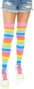 Leg Avenue womens Rainbow Pride Festival Thigh Highs Socks Hosiery, Neon Rainbow, One Size US