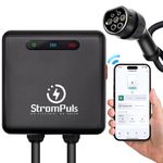 Strompuls 7.5kW EV Charger, Smart App, 32A, 1 Phase, 5M TPU Cable, Adjustable Amp, Indicator Light, WiFi BT, IP65,RCD A + 6ma DC, Emergency Earthing Off Option,5 Years Warranty* (Black)
