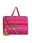 The House of tara Office Laptop Bag for Women | Fits Laptops Up to 15.6 Inch | Ideal For Office & Travel | Multicolour Embellished Handloom Fabric | MacBook Messenger Business Bag for ladies (Pink)