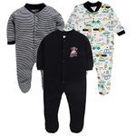 EIO Baby's Cotton All Over Printed Sleep Romper Night Suits Pack Of 3 (AX-FR_Black_9 Months-12 Months)