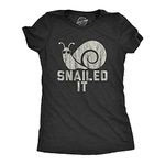 Womens Snailed It Shirt Funny Nailed It Snail Pun Sunglasses Sarcastic Novelty Tee Funny Womens T Shirts Animal T Shirt for Women Funny Sarcastic T Shirt Black XL