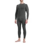 BAMBOO COOL Men's Thermal Underwear Long Johns Set, Top and Bottom, Stretch Base Layer Set for Cold Weather Black