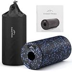 Everest Fitness Hard Foam Roller - 30cm Medium Hard Muscle Massage Rollers with Bag and Exercise Book - for Muscles & Back Pain - Black/Blue