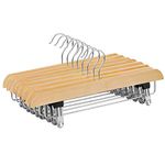 SONGMICS Skirt Hangers, Pack of 8, Solid Wood Trousers Hangers, with Non-Slip Clips for Pants Slacks, Shorts, Natural CRW008-8