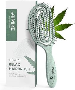 AIMIKE HEMP-RELAX Brosse a Cheveux, Brosse Cheveux Démêlant en Douceur, Ne Tire Pas, Brosses Brushing Cheveux à Séchage Rapide, Brosse a Cheveux Demelante Magique à Mouillés, Bouclés & Lisses -Vert