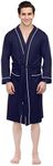 NY Threads Luxurious Men's Cotton Robe Knit Bathrobe (Small, Navy)