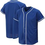 Baseball Jersey for Men and Women, Baseball Shirts for Custom Button up Shirt,Hipster Hip Hop Sports Uniforms, Blue, Small