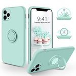 SouliGo iPhone 11 Pro Case Silicone Gel 360° Ring Holder Kickstand for Magnetic Car Mount Slim Soft Rubber Anti-Scratch Protective Shockproof Phone Cases for iPhone 11 Pro 5.8" - Light Green