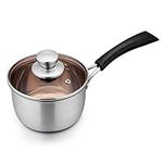 TeamFar 1qt Saucepan, Stainless Steel Sauce Pan with Lid, Milk Pan Cookware Professional with Long Heatproof Handle, Non Toxic & Healthy, Rust Free & Dishwasher Safe