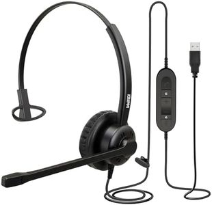 MAIRDI Casque Audio USB Mono Filaire avec Micro Anti-Bruit et Contrôle de Volume, Oreillette Business UC pour Skype, SoftPhone, Centre d'appels, Microsoft Teams Lync, Dragon Reconnaissance Vocale