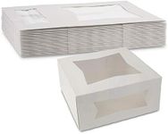 White Paperboard Pastry Bakery Box - Keep Donuts, Cookies, Muffins Secure - Unique Semi Auto Popup Feature And Clear Windows For Visibility Size 10" Length X 10" Width X 5" Height (25 Pieces)