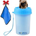 YOYUPETA Dog Paw Cleaner,2 in 1 Dog Paw Washer, Buddy Muddy Paw Cleaner,Medium Portable Silicone Pet Cleaning Brush Cup, Pet Foot Washer for Small Medium Breed Dogs/Cats, Free Bath Brush, Blue