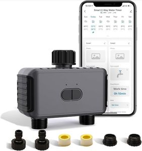 CHUCII Watering Timer 2 Zone - Smart WiFi Sprinkler Controller with APP, Auto/Manual Lawn Irrigation, Rain Delay for Yard & Gardens (G3⁄4 BSPP Thread) ﻿ (2 Zone)
