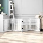 CraftLense Foldable Safety Gate - Wooden - Freestanding - Foldable Pet Fence for Doorways and Stairs - Ideal for Kids and Dogs 3-Panel Measures L-54 x H-22 inches. (White 4 Panel)