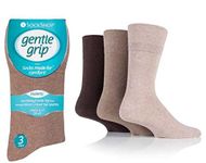 3 PAIRS Sock Shop Men's Diabetic Cotton Rich Gentle Grip HoneyComb Top Non Elastic Socks Size 6-11 (brown mix)