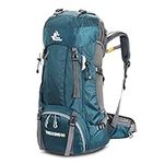 Bseash 60L Waterproof Lightweight Hiking Backpack with Rain Cover, Outdoor Sport Travel Daypack for Climbing Camping Touring (Blue Green)