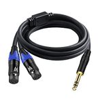 Seefeful (5FT / 1PACK) 1/4 TRS to Dual XLR Cable, 1/4 Inch (6.35mm) TRS to XLR Dual Y -Splitter Breakout Lead Microphone Cord 6.35 mm to Dual Female