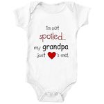 I'm Not Spoiled My Grandpa Just Loves Me Infant Baby Boy Girl Romper Bodysuit Short Sleeve Clothes as Novelty Gift (White, 3-6 months)