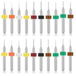 Molain 20 Pcs Micro Drill Bit Set Micro Drill Bits Tungsten Steel PCB Print Circuit Board Flute CNC Router Bits Shank for Rough Stone Jewelry Punching Engraving(0.3mm-1.2mm)